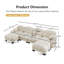 Canapé modulaire en U en chenille beige avec dossier plissé et coussins ronds - Canapé 4 places en forme de nuage pour le salon