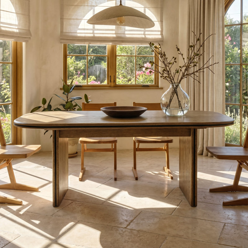 70.9'' W Solid Wood Dining Table, Oak