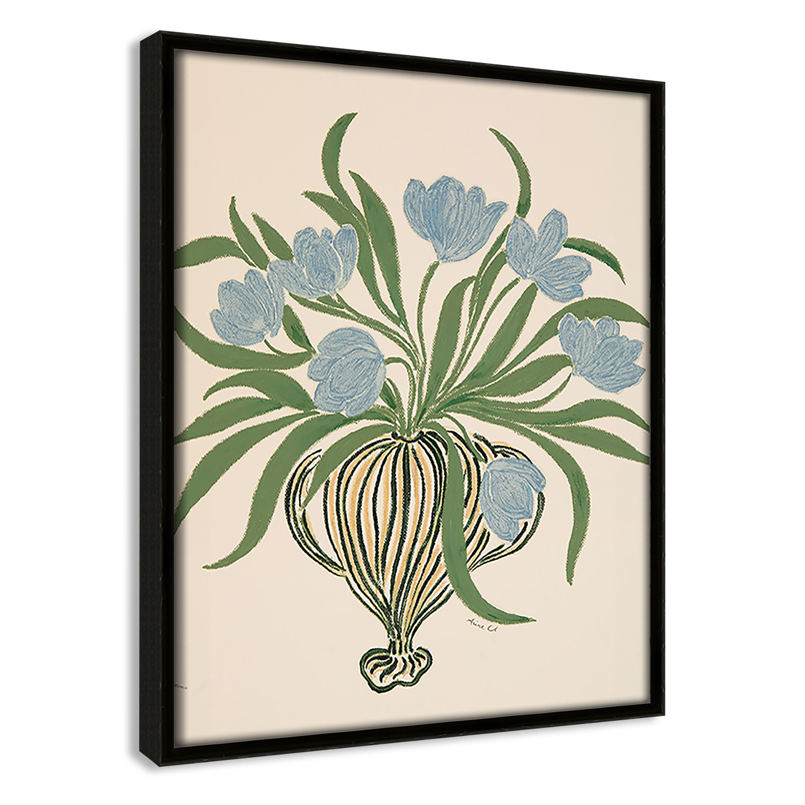 Colette "La Poire Blue Tulips" Print, Espresso, 11.5" H x 9.5" W