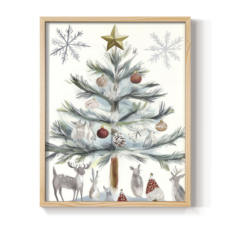 «Christmas Holiday Art» CECXII, reproduction d'art encadrée - bois massif, H 30 po x l 24 po, Naturel