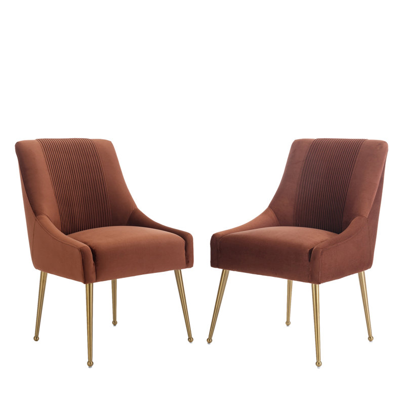 13'' H Velvet Upholstered Side Chair, Brown