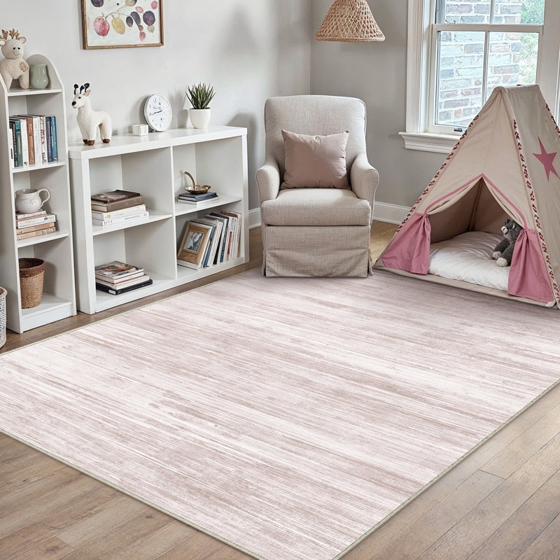 Tapis texturé abstrait rose clair Luminae, Rose clair, Rectangulaire 3 pi x 5 pi