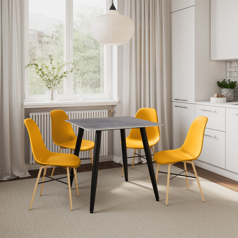 4 - Person Dining Set, Armani Grey, Yellow
