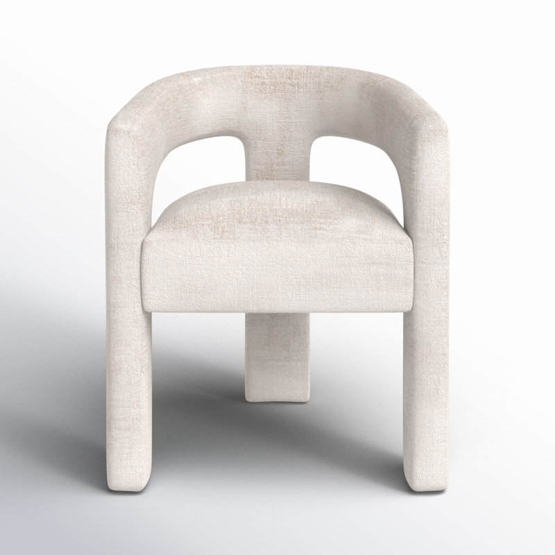 Darlington Chenille Upholstered Dining Arm Chair, Gwen Natural Beige Microsuede