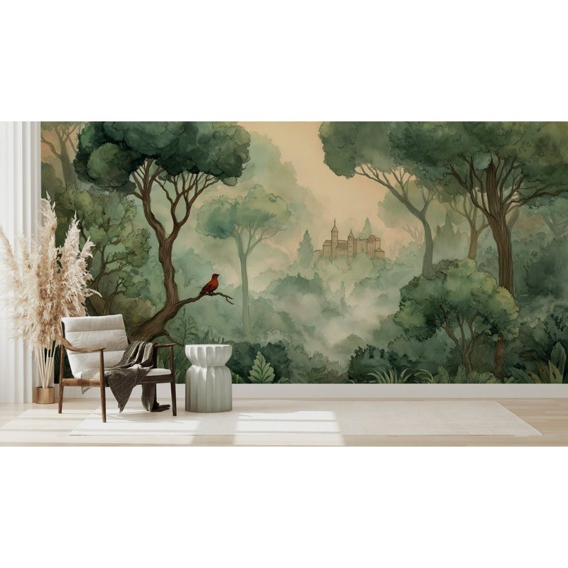 Papier peint forêt château Misty Woodland, L 108 po x l 160 po