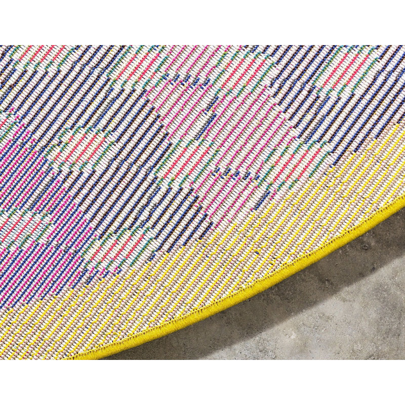 Orange/jaune Tapis décoratif, Rond 6 pi