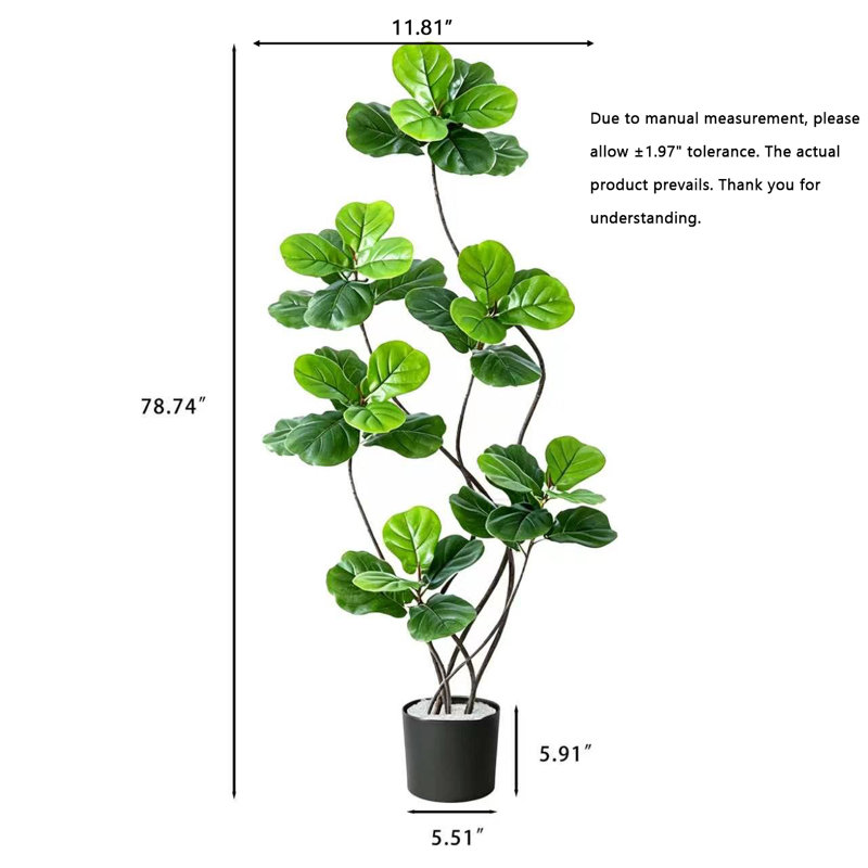 Verdure artificielle de 78,74 po avec forme pliable et feuilles dentelées vert foncé, lavable et résistante au soleil