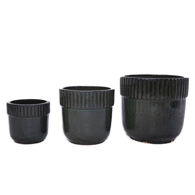 3 pots de fleurs en céramique, pot de fleurs intérieur / extérieur moderne