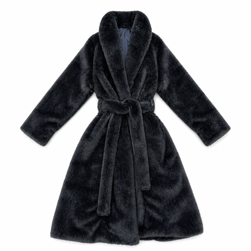 Manteau de luxe en vison noir, Noir, G / TG