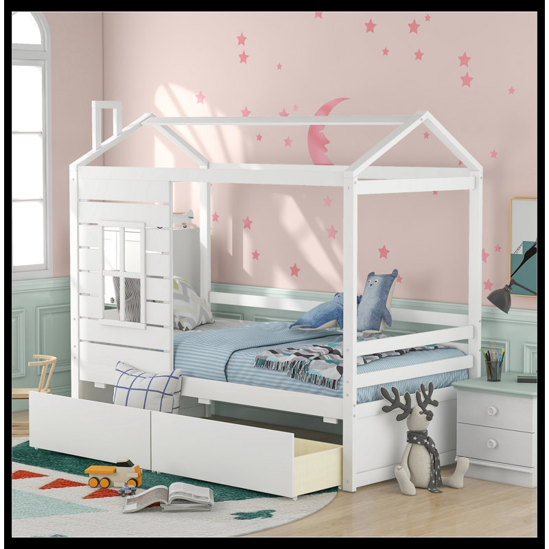Tiponya Platform Storage Bed, White