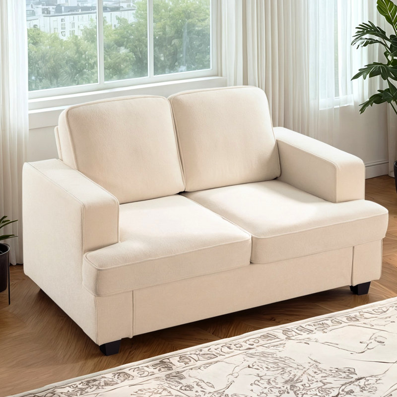 Velours confortable - siège profond avec mousse haute, accoudoirs larges pour le salon et le bureau, canapé 2 places, coussins de dossier amovibles, conception avec accoudoirs