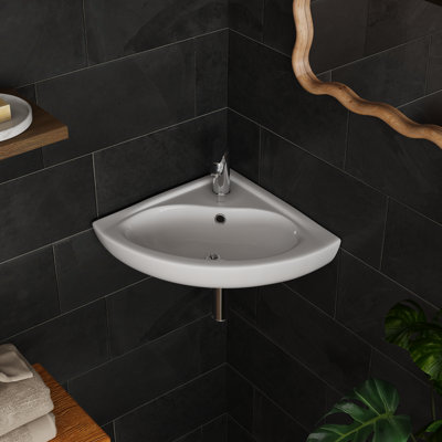 Lavabo de salle de bain mural en porcelaine vitreuse avec trop-plein Cheviot Products