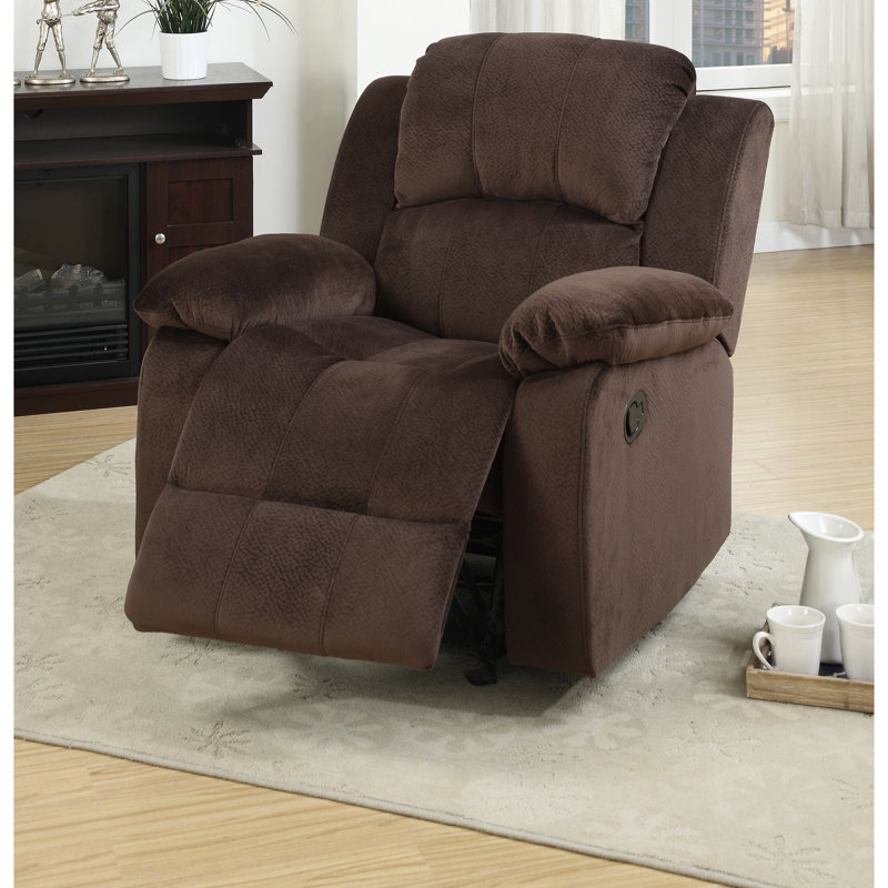 Fauteuil en suède rembourré de couleur chocolat - Fauteuil inclinable en métal pour une relaxation optimale, couleur brun