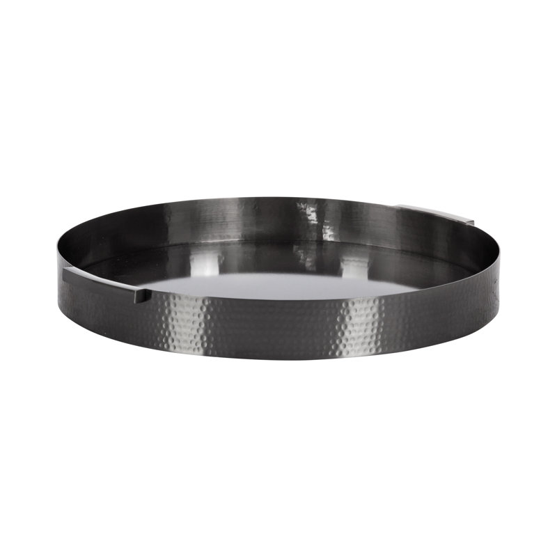 Plateau en métal martelé Yasmine, Gris, 2" H x 17" W x 17" D