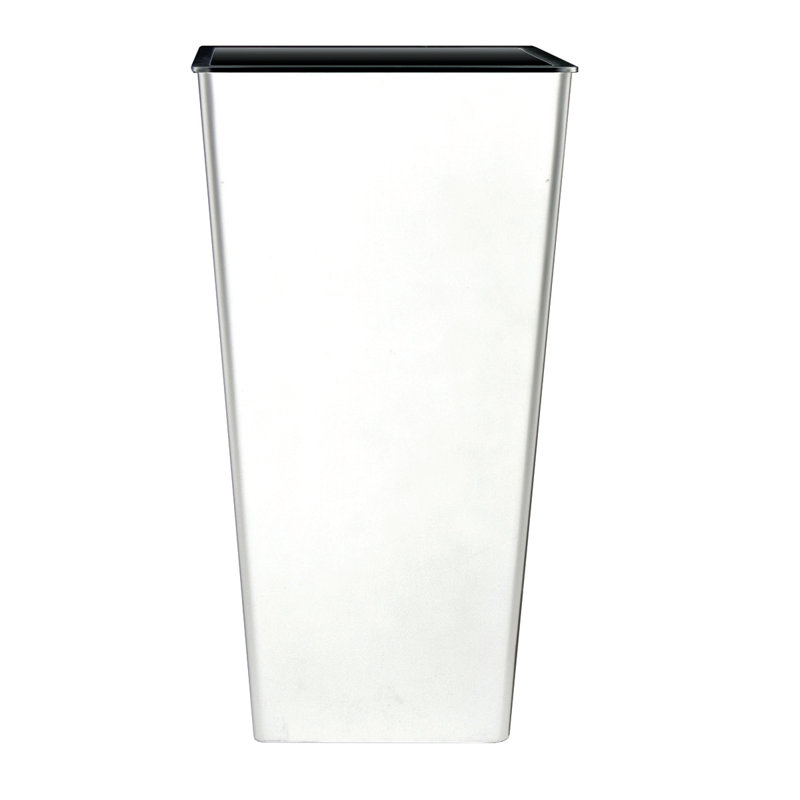 23" H Cascade Square Tall Planter, Glossy White