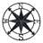 Nautical distressed metal compass rose wall sculpture with vintage black enamel, blue, and rustic red finish — 20 in. diameter, 1 in. deep