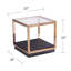 Table de bout carrée en verre et fer 22 po avec tablette