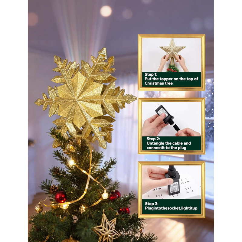 The Holiday Aisle® Christmas Tree Topper Lighted with Snowflake ...