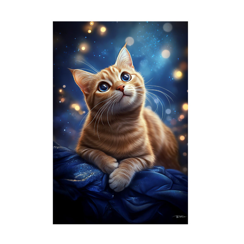 Œuvre sur toile, le chat roux Momart, H 24 po x l 16 po