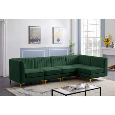 Enson Velvet L-Shaped Sectional Reversible