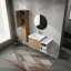 Meuble-lavabo mural avec lavabo et armoire latérale, portes et meuble-lavabo