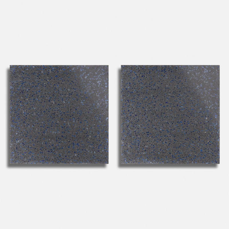 Veritas Terrazzo 16X16 Polished Terrazzo Tile, Blue/Gray