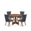L'ensemble de table de salle à manger moderne 5 pièces se compose d'une table de cuisine et de 4 chaises de salle à manger en tissu de polyester gris platine avec dossier capitonné - finition noyer antique-1950885811