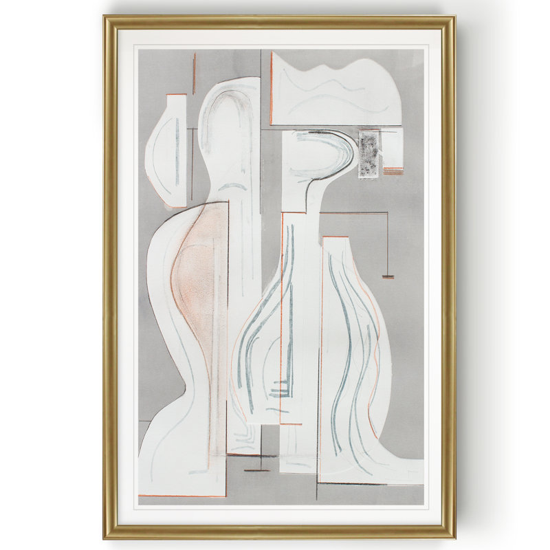 " Pottery Forms V ", 18.5" H x 24.5" W x 1.5" D, Gold Framed