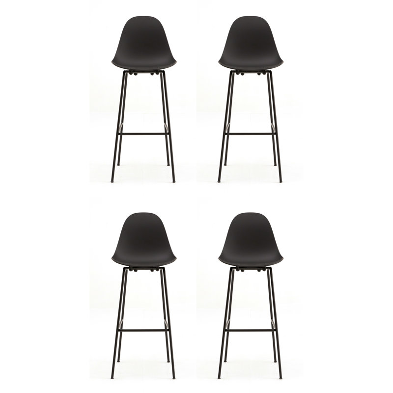 Tabouret de bar et de comptoir TA, Noir, Noir, Tabouret de comptoir (siège d'une hauteur de 25,6