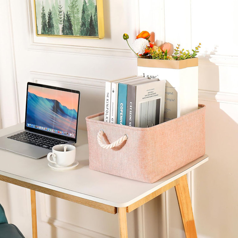 Longshore Tides Fabric Decorative Basket, Pink