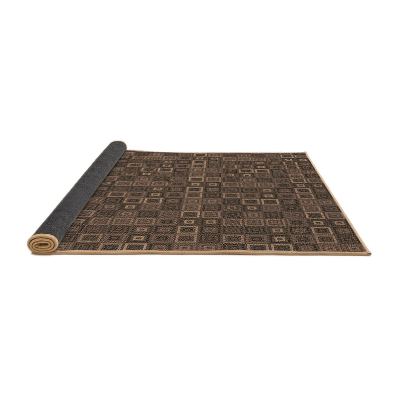 Tapis brun en laine géométrique, Rond 7 pi