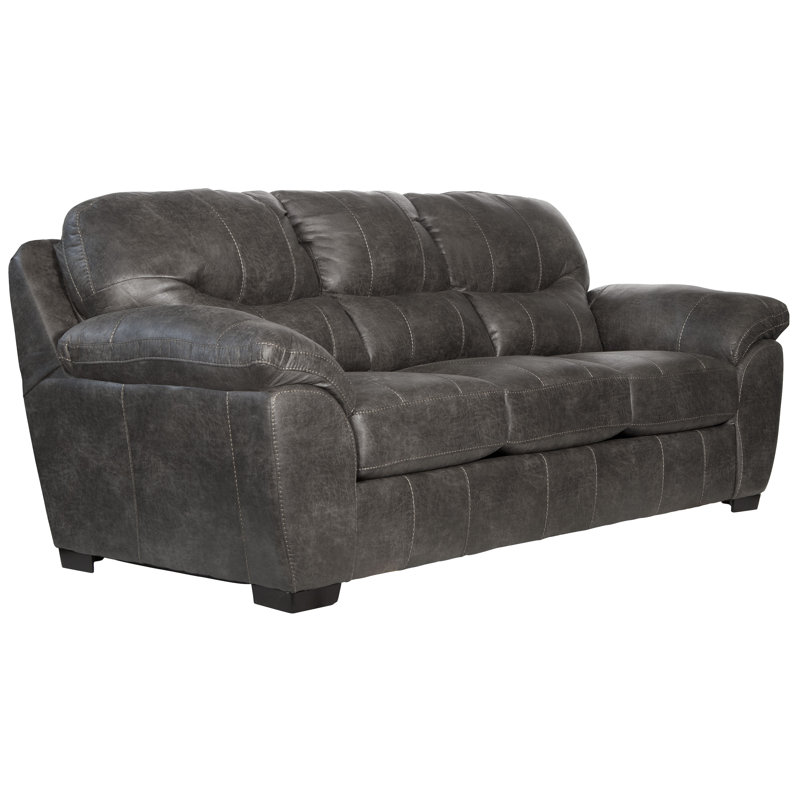  96'' Upholstered Sofa, Steel Faux Leather