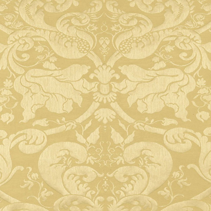Gavotte Brocatelle Damask Fabric, Beige