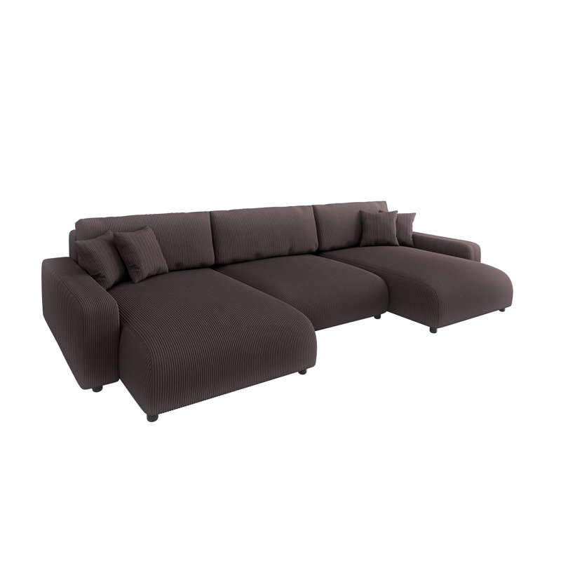 Emma 6 Seater Corduroy Sofa Bed, Dark Brown
