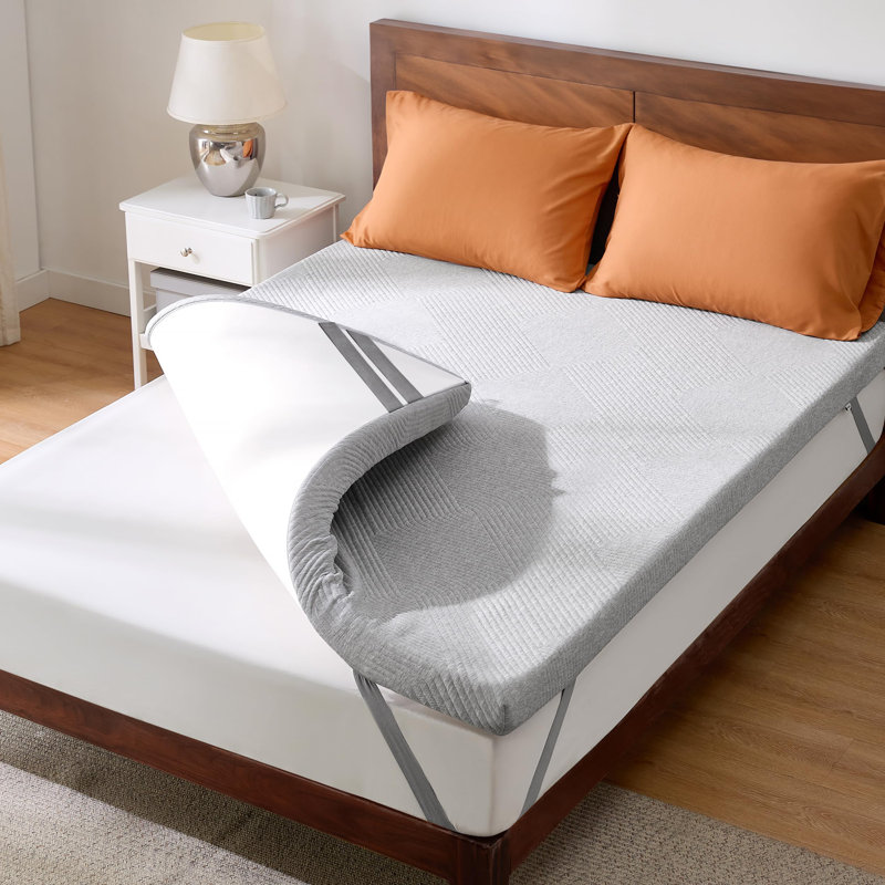 Surmatelas ferme en gel à mémoire de forme 3 pouces, gris, Double