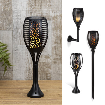 Torche solaire en plastique 30,7 pouces avec 12 lumières DEL - Éclairage extérieur multifonctionnel avec 4 accessoires interchangeables