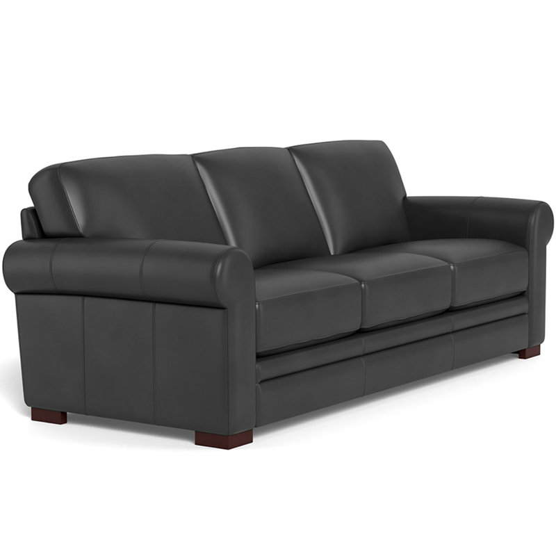 Brookfield 95 Wide Genuine Leather Rolled Arm Sofa, Quartz