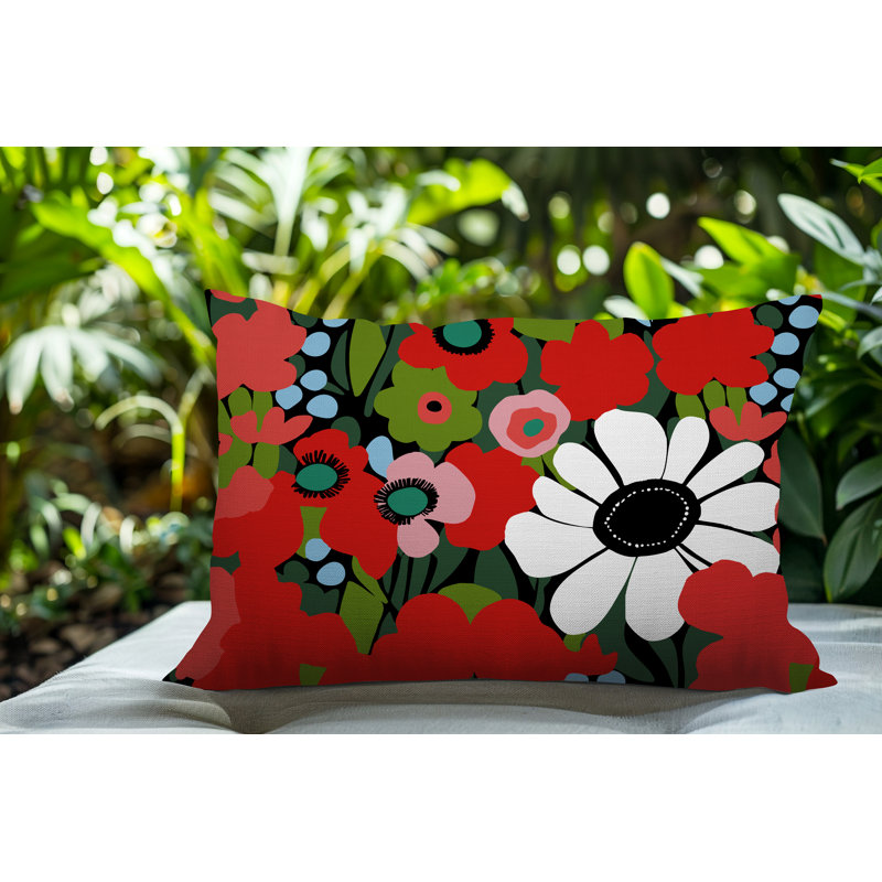 Coussin Maya, Rectangle H 14 po x l 20 po, Rouge