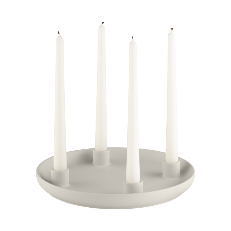 VELA 1.38" Stoneware Tabletop Candelabra, Moonbeam