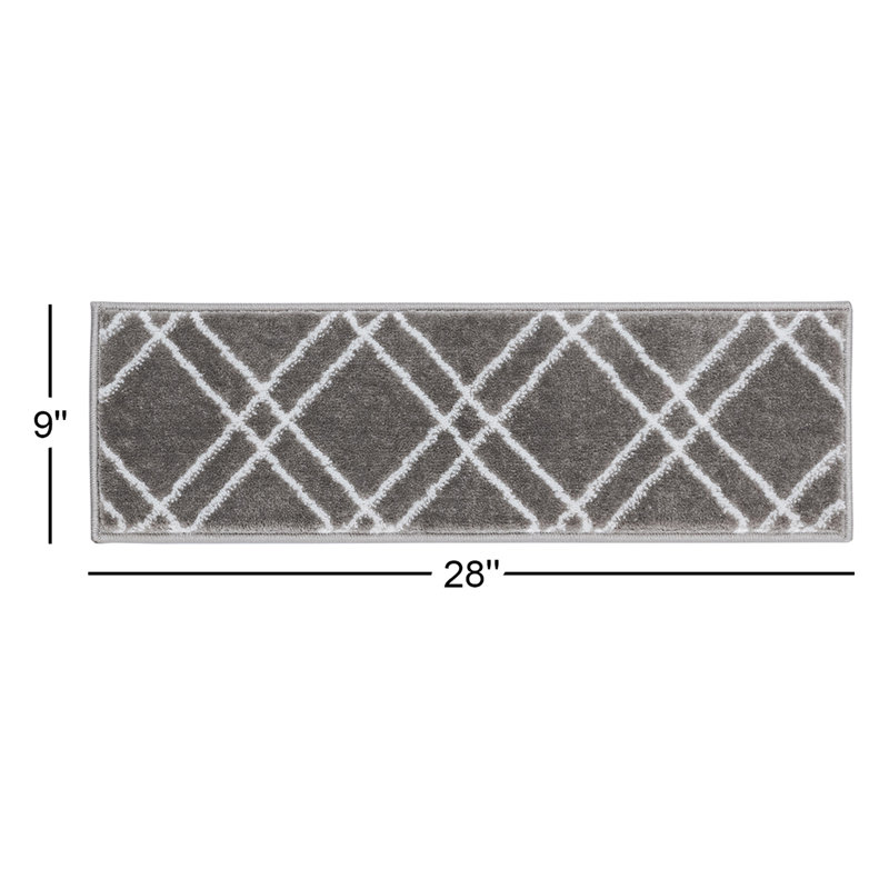 Pershore Non -Slip Indoor 9" x 28" Stair Tread, Gray