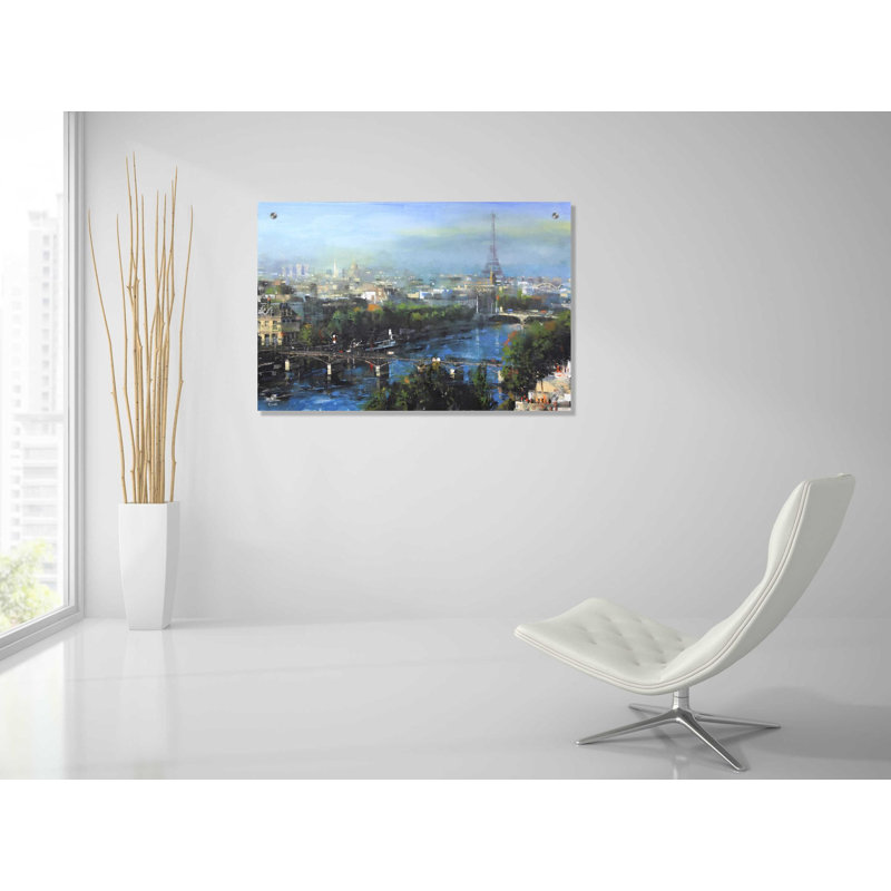 «Pont piétonnier de Paris» par Mark Lague, art mural en verre acrylique, H 24 po x l 36 po x P 0,2 po
