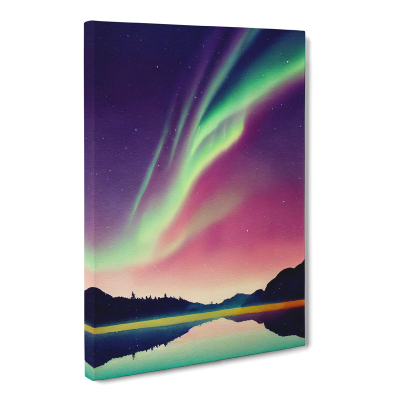 Watercolour Aurora Borealis Vol.1 - Wrapped Canvas, 76cm H x 50cm W x 3cm D