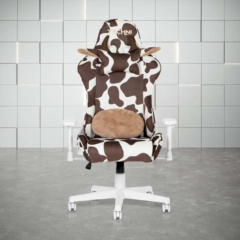 Fauteuil de jeu avec coussin, confortable et élégant pour jouer et travailler, Brun / Blanc, Blanc