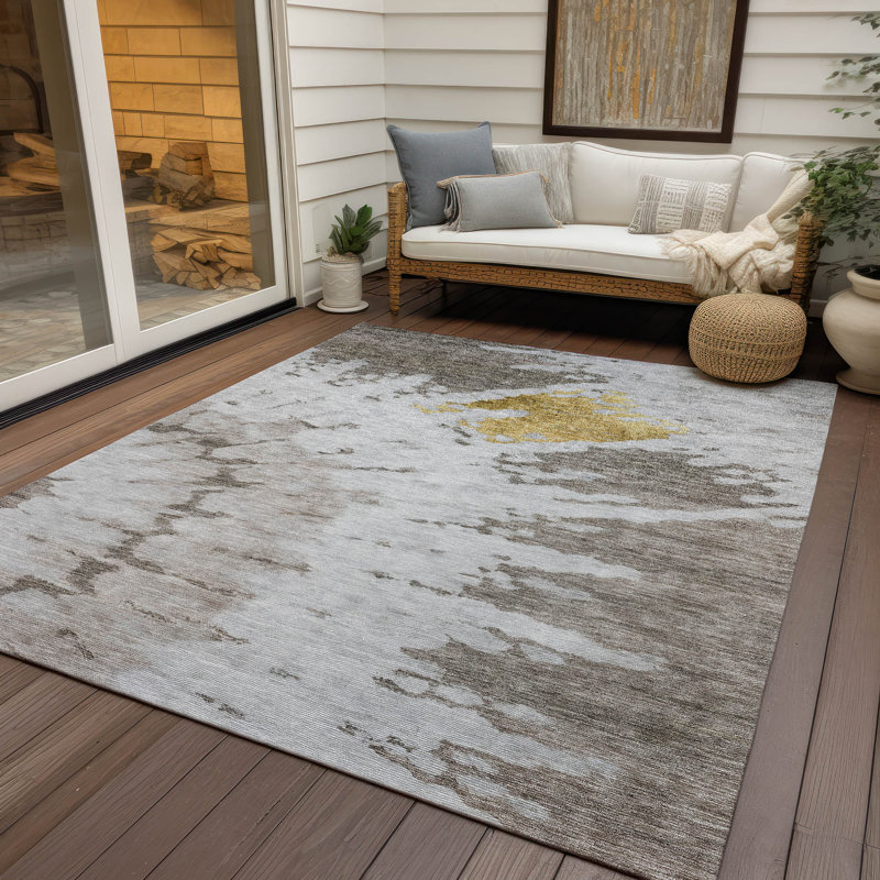 Loreen Washable Abstract Indoor / Outdoor Rug, Rectangle 10' x 14'