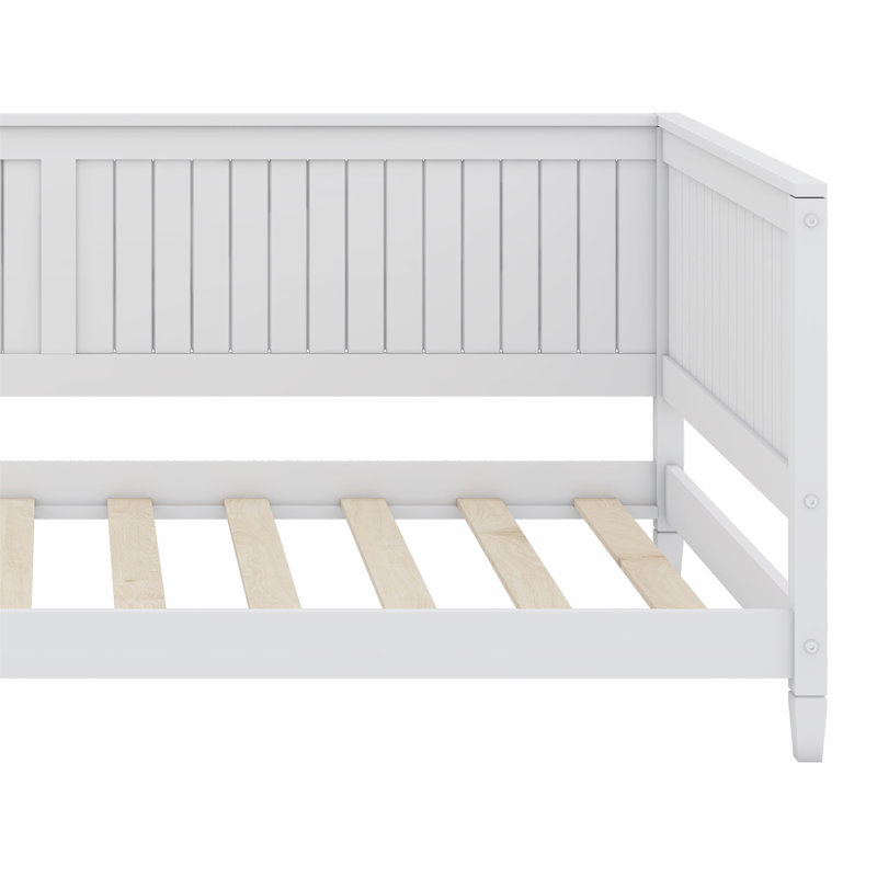Ingus Wood Mid-Century Modern Daybed, White, Full
