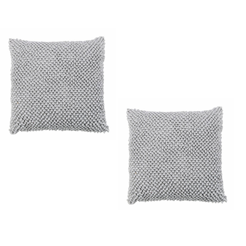 Felt Ball Square Cotton Pillow Cover, Silver