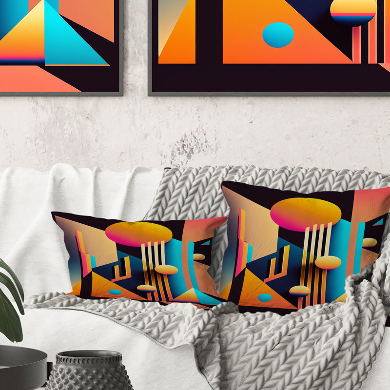 Graphic Retro Compositions III - Coussin décoratif à imprimé géométrique abstrait