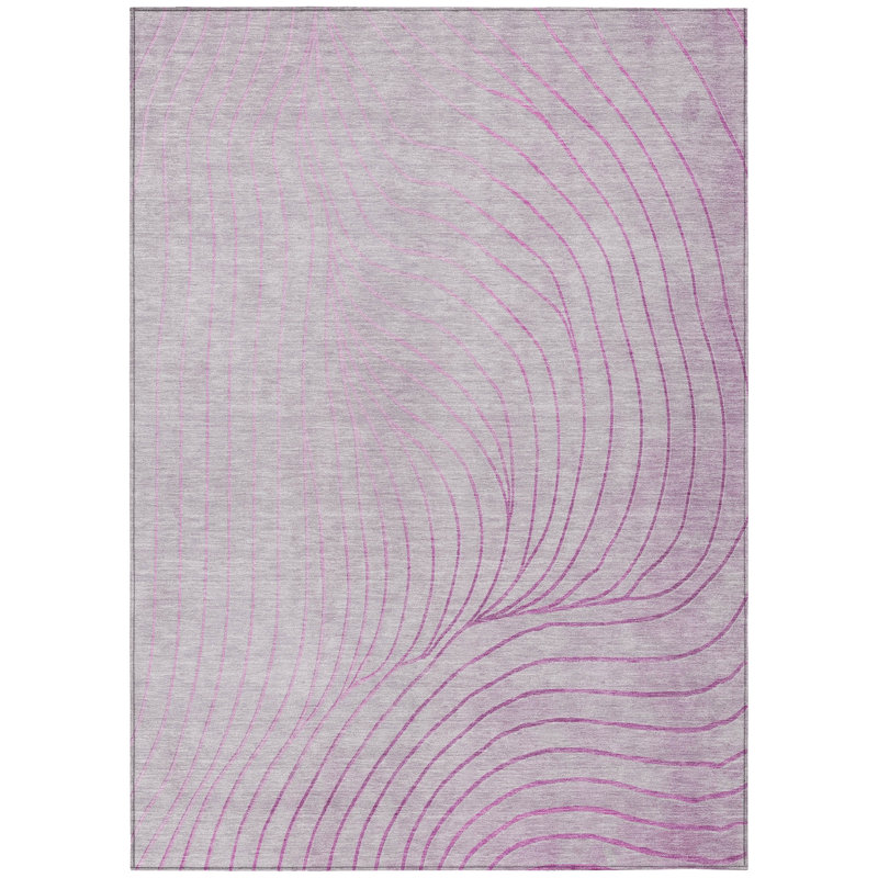 3' X 5' Blush And Silver Abstract Washable Indoor Outdoor Area Rug