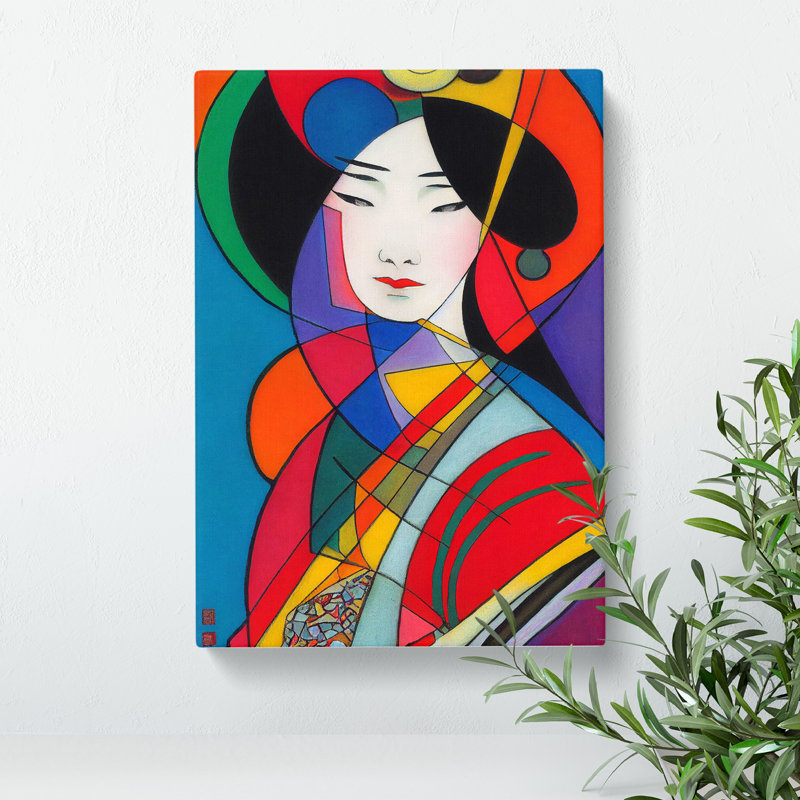 Geisha In Abstract No.1 - Wrapped Canvas, 76cm H x 50cm W x 3cm D