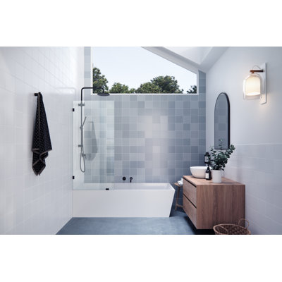Vela 28 in. x 58.25 in. Frameless Single Fixed Bath Panel